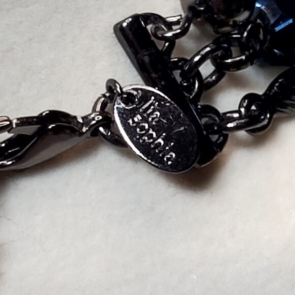 Lia Sophia Midnight Sky Dark Blue Beads AB Triple Strand Necklace 14" - Picture 4 of 6